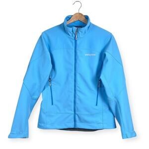 Patagonia Women's Adze Hybrid Full Zip Softshell Lined Jacket Sky Blue Small EUC